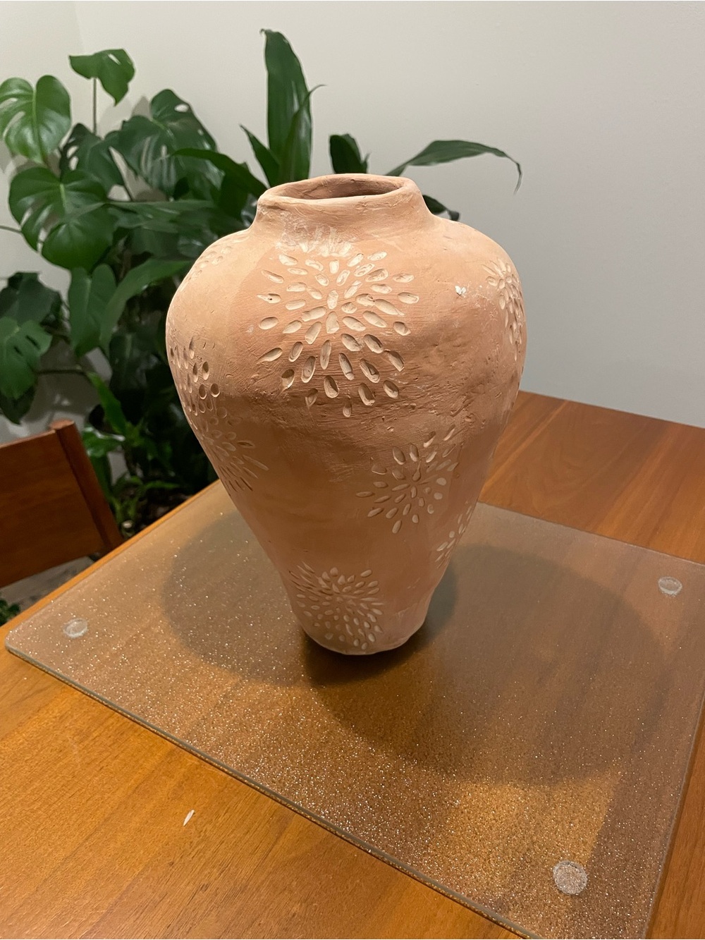 Handcrafted Terracotta Floral Vase - Warm Terracotta Home Accent